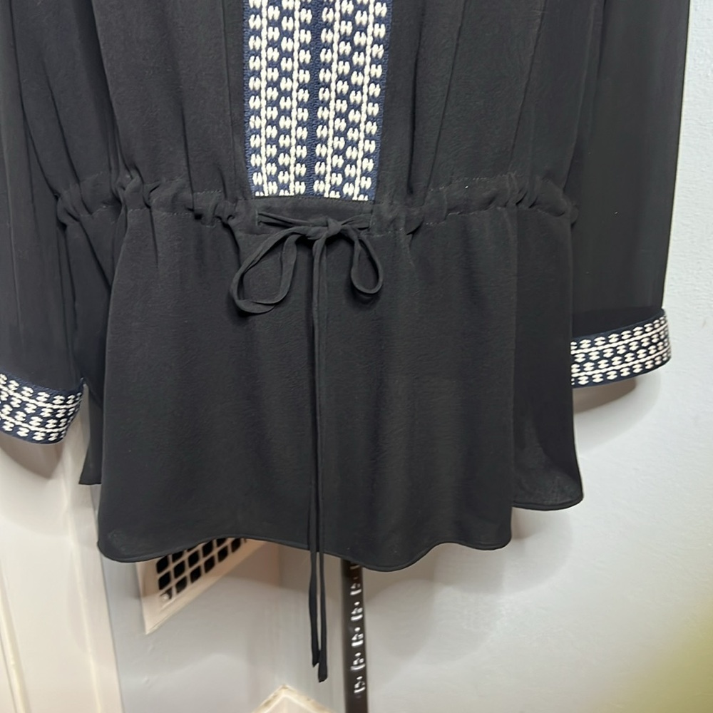 Tory Burch Silk Sheer Tie Waist Tunic Beach cover-up 14 - Picture 2 of 11